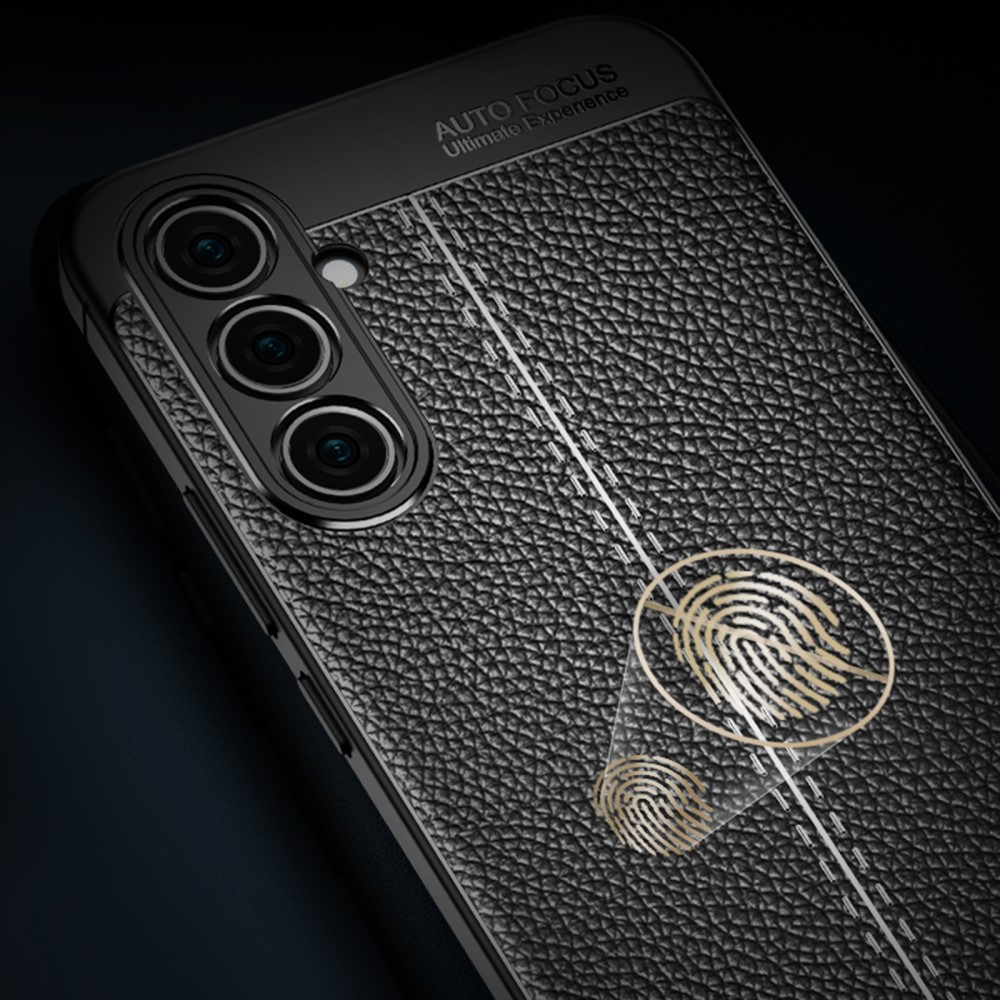 Samsung Galaxy A54 5G Gummi Hülle Litchi Look - Schwarz