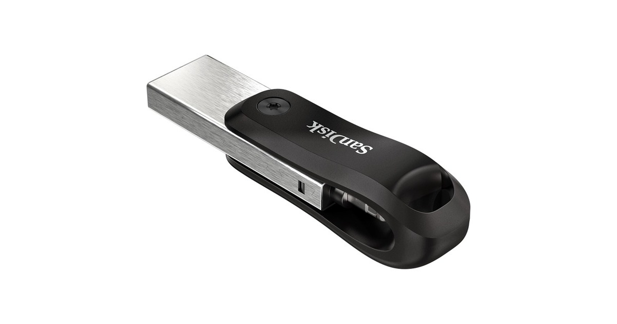 SanDiskiXpand Go 128 GB usb-stick  (Zwart/zilver, USB-A 3.2 Gen 1, Apple Lightning Connector)