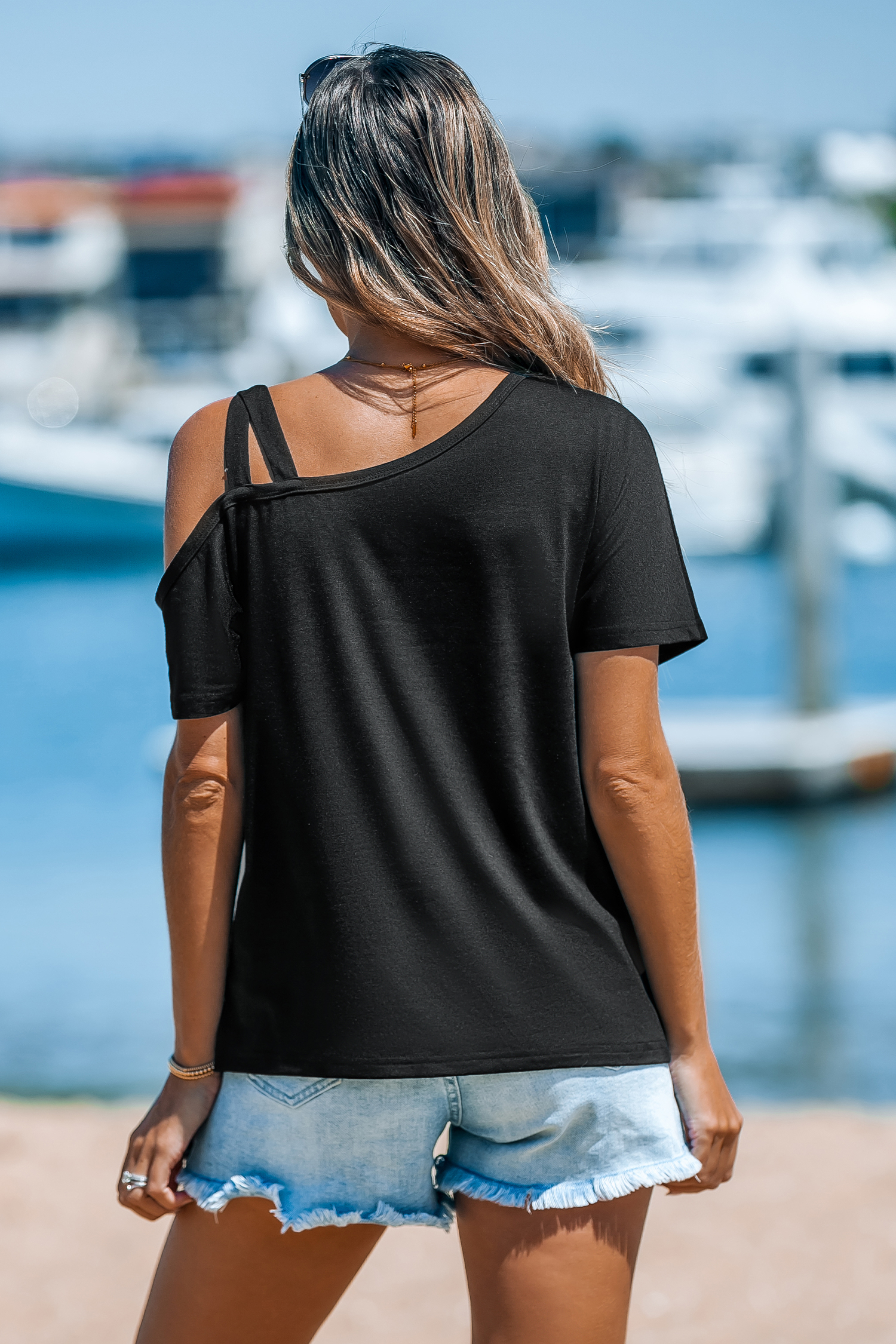 Haut à une épaule noir