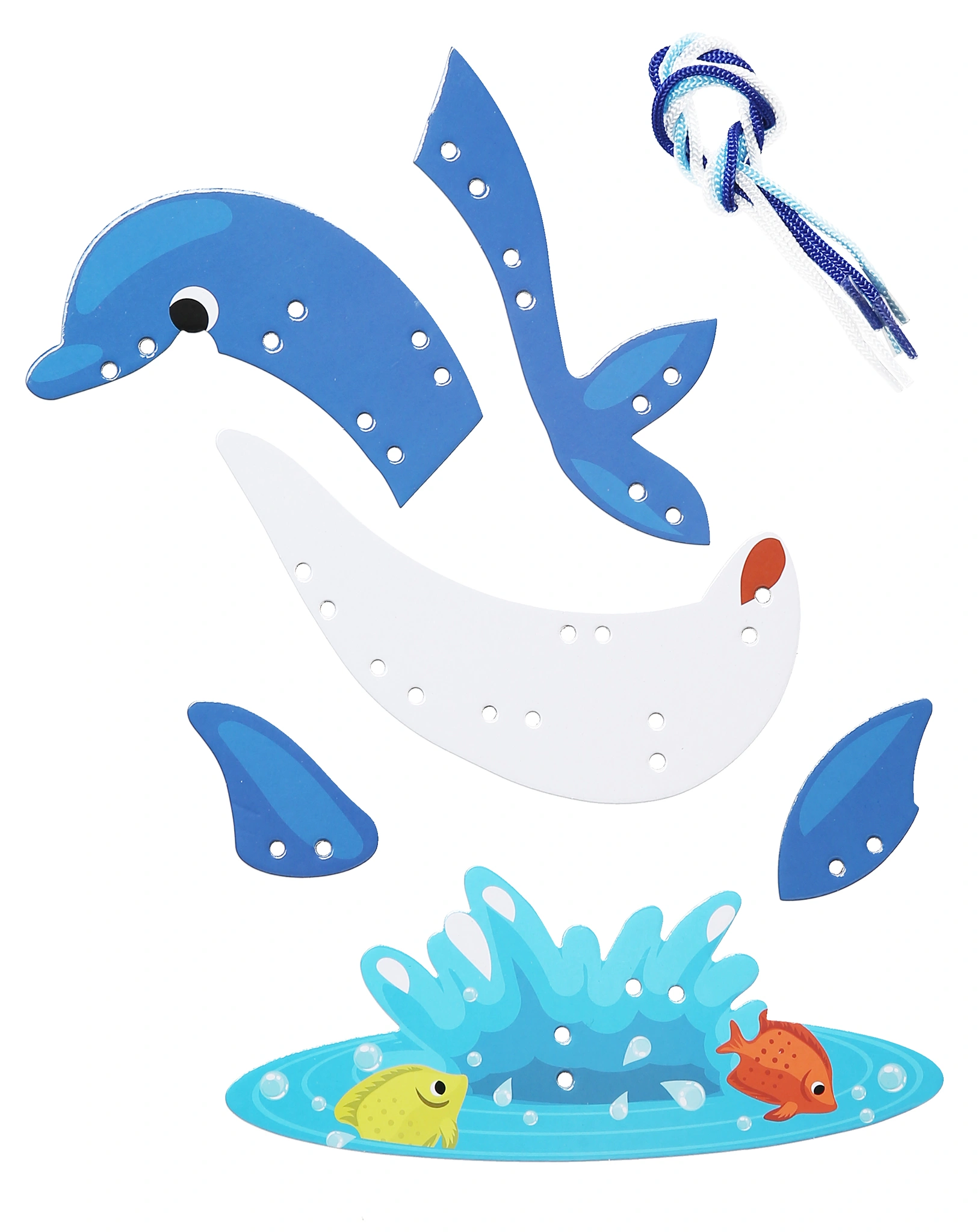 Schnürsenkel-Puzzle DELFIN & EINHORN aus Papier