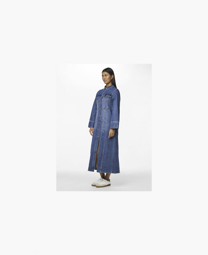 Pieces PCFEMMA LS LONG DENIM DRESS D2D FSY Blå