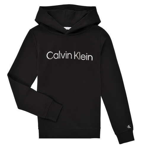 Calvin Klein Jeans - INSTITUTIONAL SILVER LOGO HOODIE - Noir