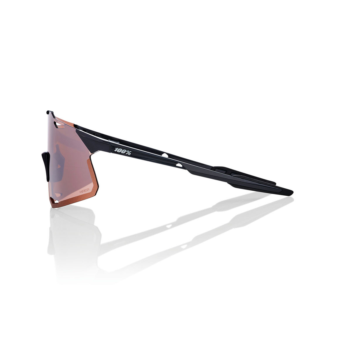100% Hypercraft Sport Zonnebril Glanzend Zwart met HiPER Silver Mirror Lens