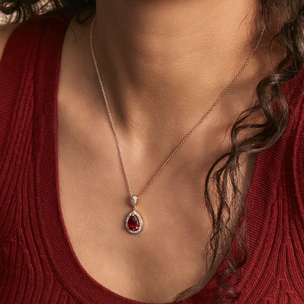 Collier Brigita Plaqué Or Pierre De Synthese Et Oxyde De Zirconium