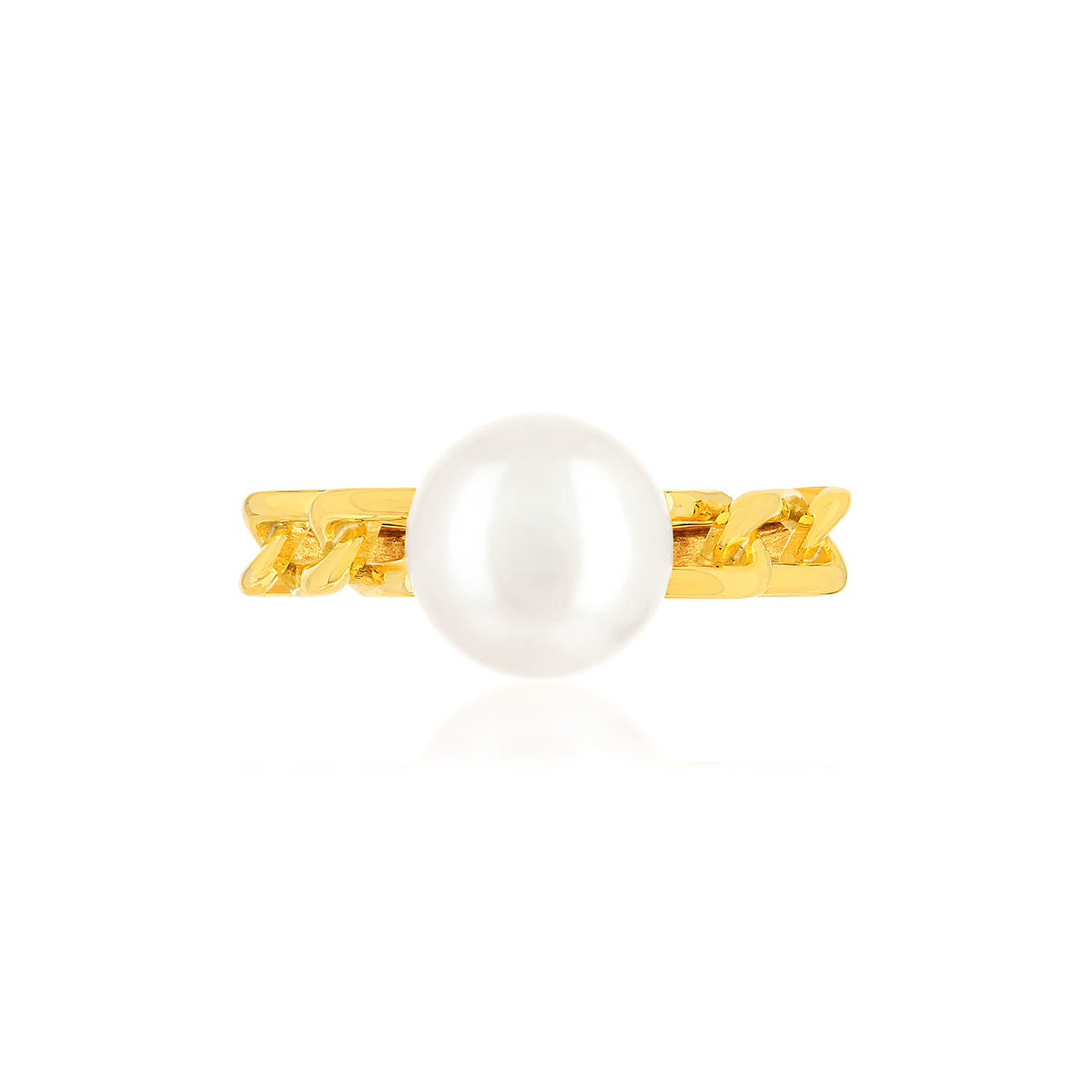 Bague or jaune 375 perle de culture de chine