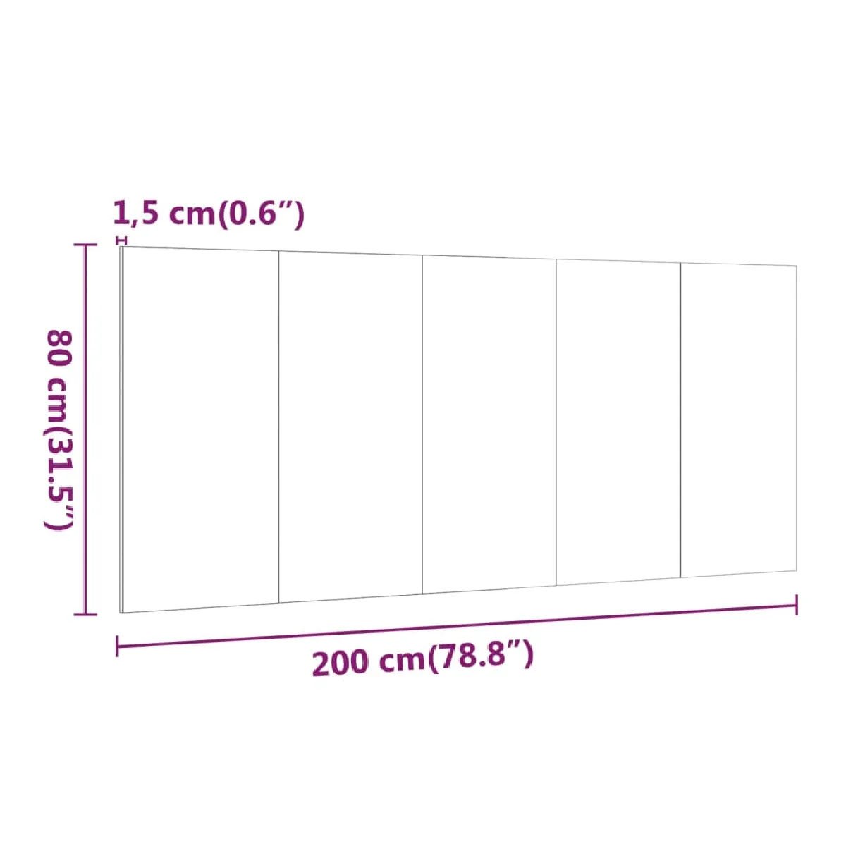 Decoshop26 Tête de lit 200x1,5x80 cm noir MDF