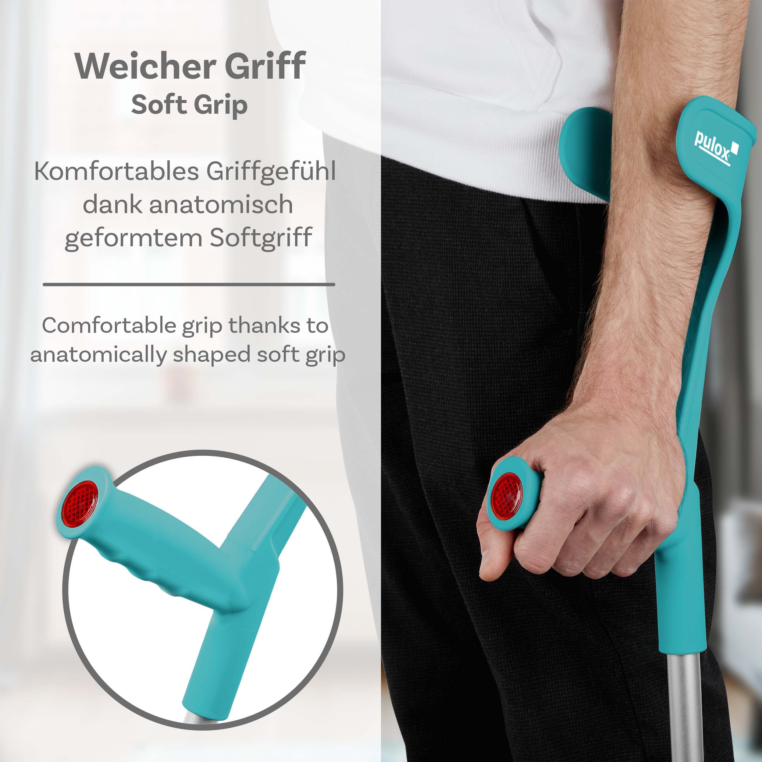 1x Krücke Klassiker - Ossenberg Unterarmgehstütze Gehhilfe in Türkis