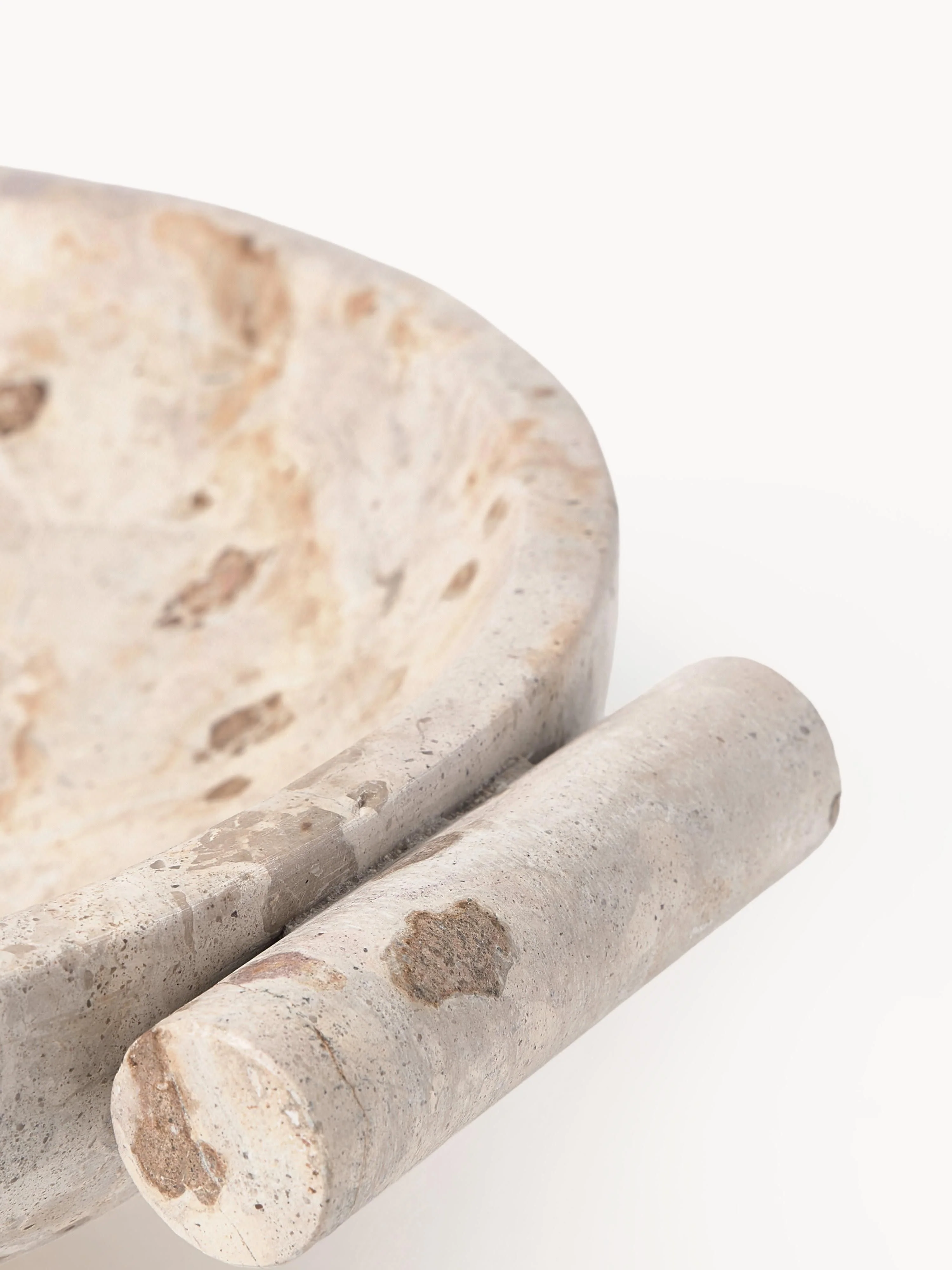 Decoratieve schaal Fossil van marmer, H 10 cm