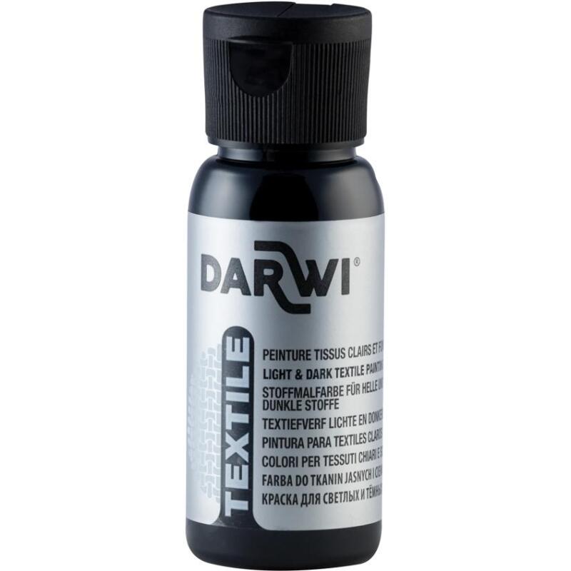 DARWI Flacon de 50 ml de Peinture Textile Opaque - Noir