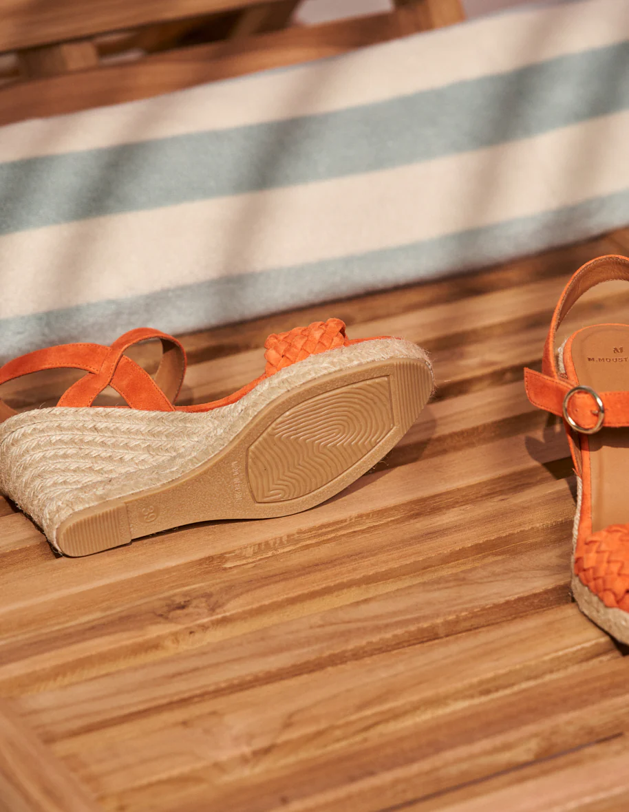 Espadrilles compensées Ambre - Suède orange