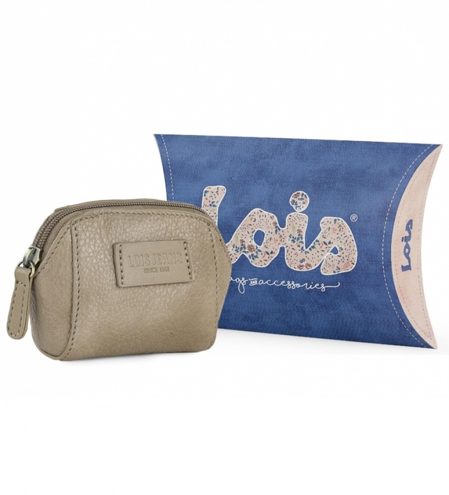 Lois Monedero de pele Calgary Bege -13x8x4,5cm-