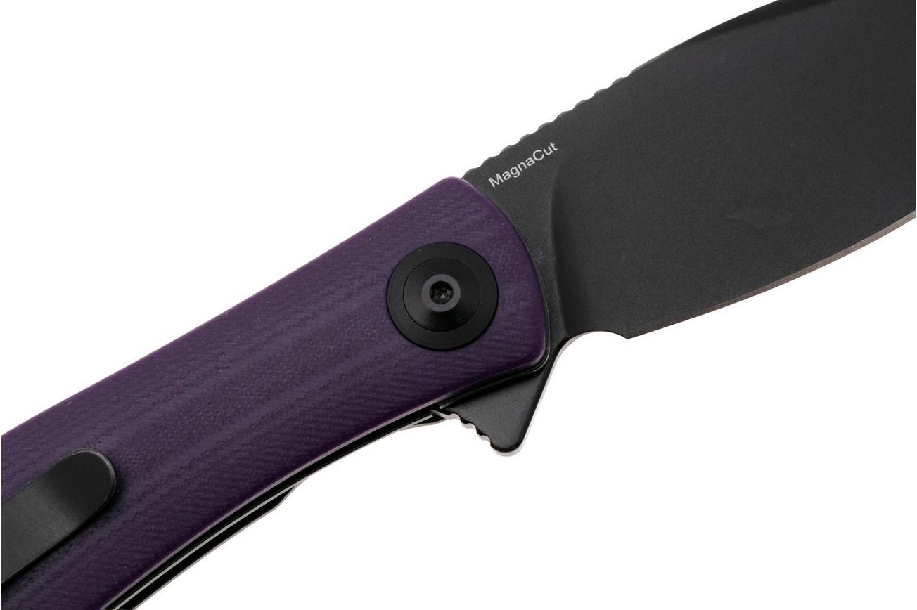 Trollsky Knives Mandu Evo MTE014 Blackwashed MagnaCut, Purple G10, zakmes, Michael Trollsky design