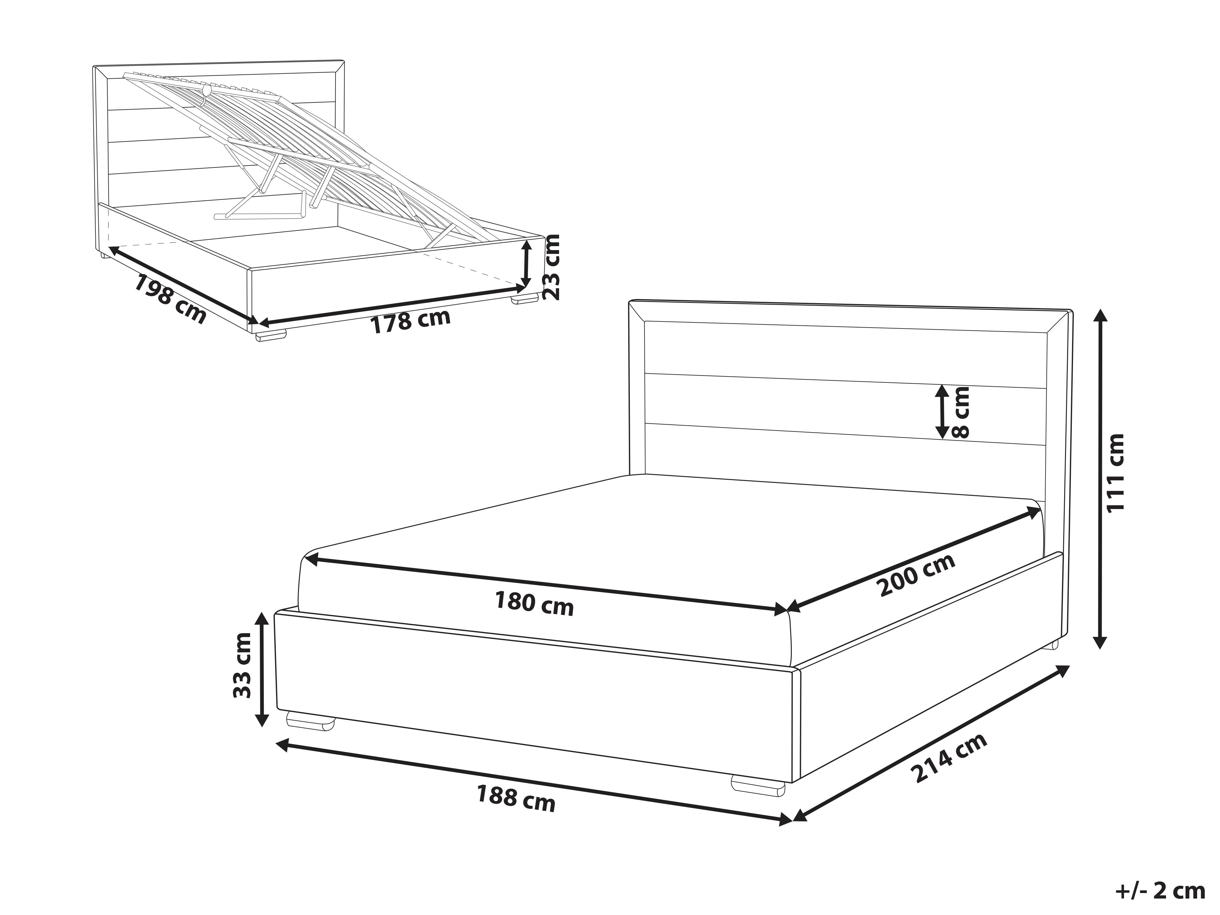 Bed met opbergruimte Stof ROUEN 180 x 200 cm Lichtbeige