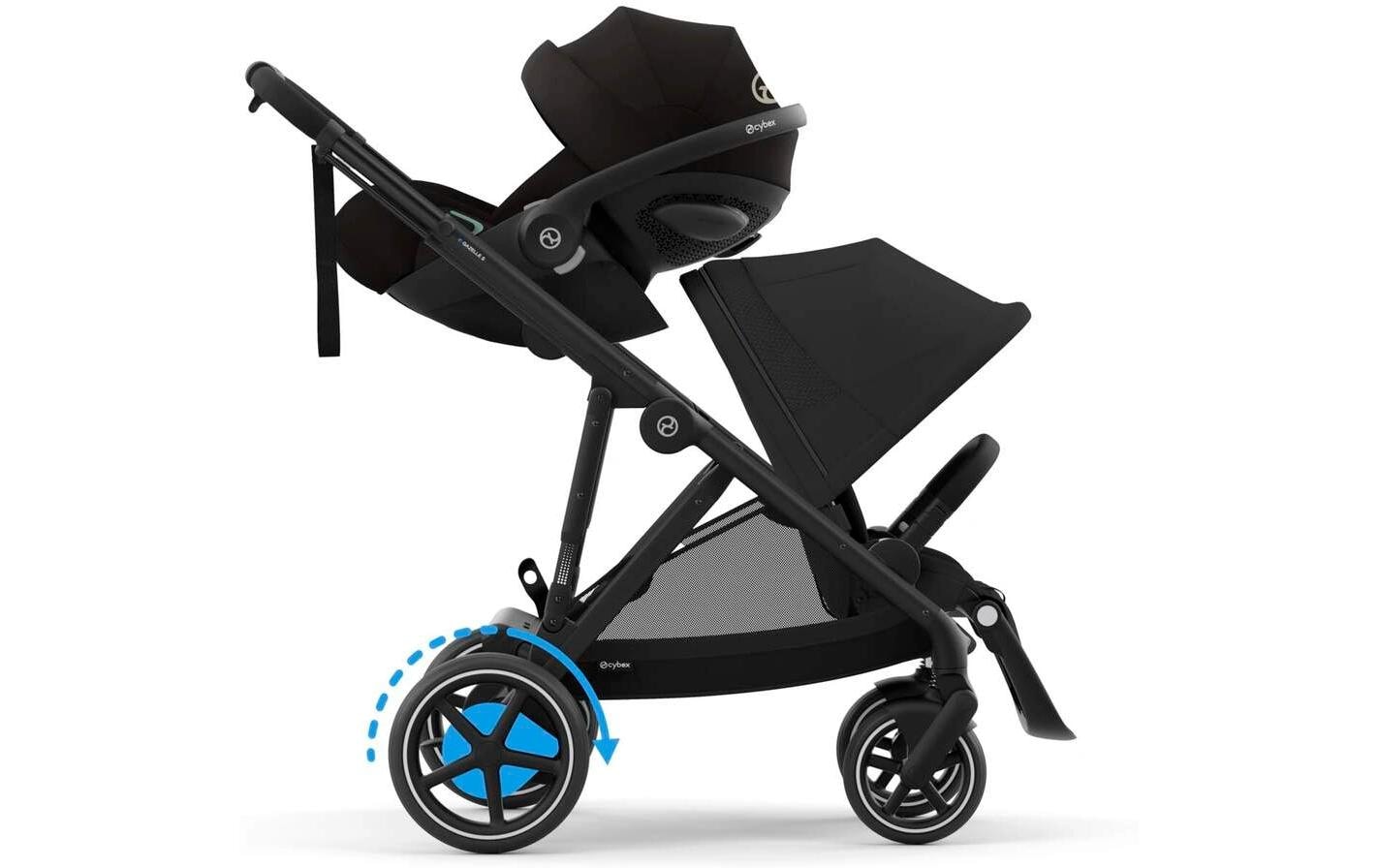 Kinderwagen eGazelle S Schwarz<br>Elektrischer Kinderwagen mit 20 Kombinationen