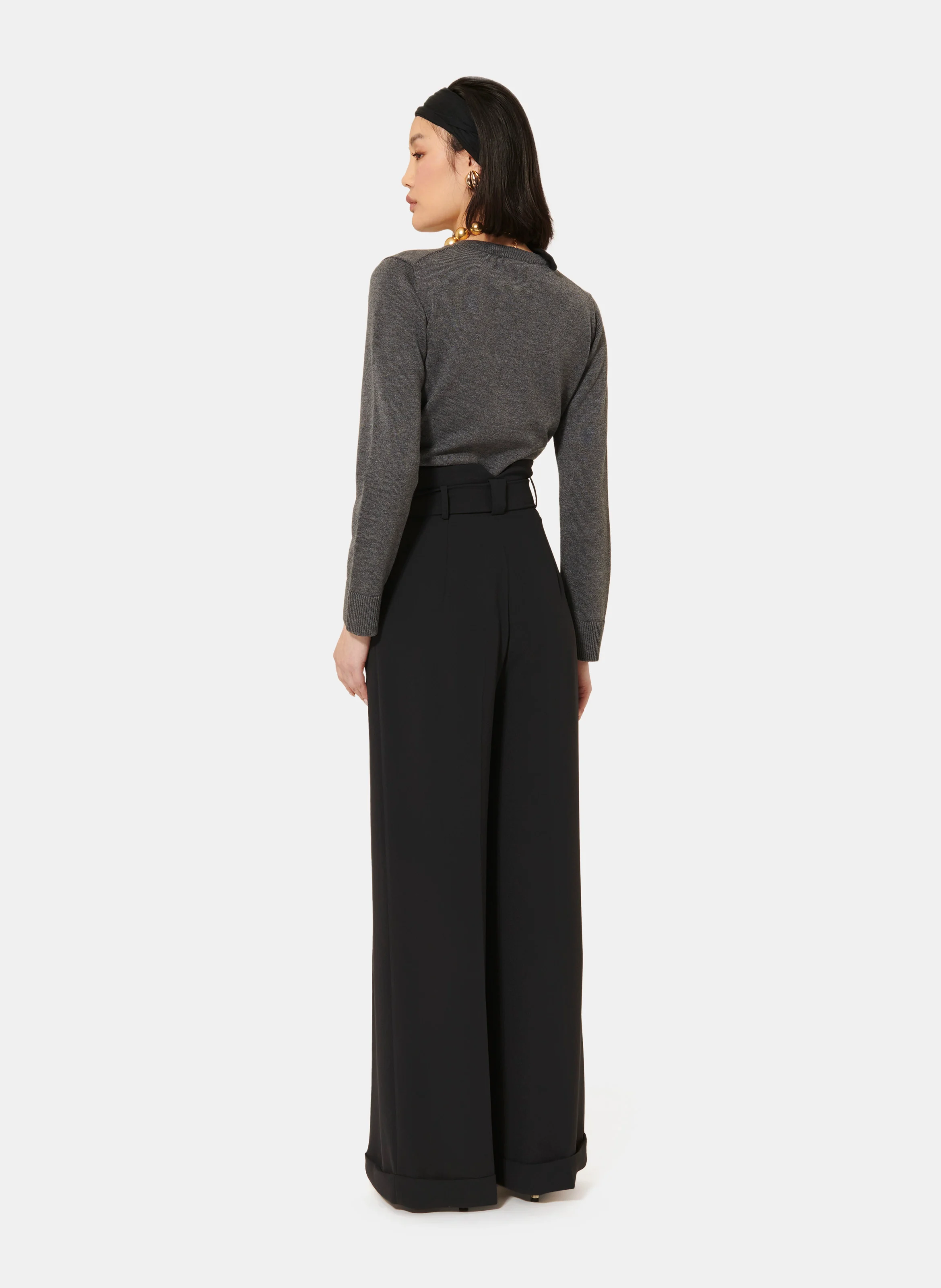 PIA - Pantalon large taille haute | Noir