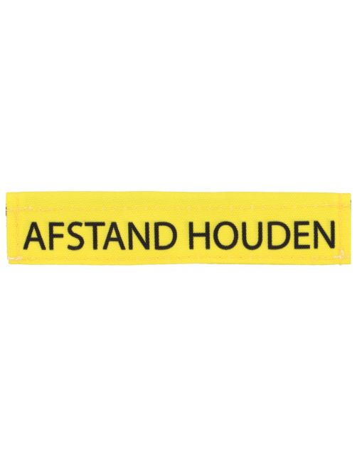 Wooff Riemlabel Afstand Houden - Hondensport - 17x7x1 cm Geel