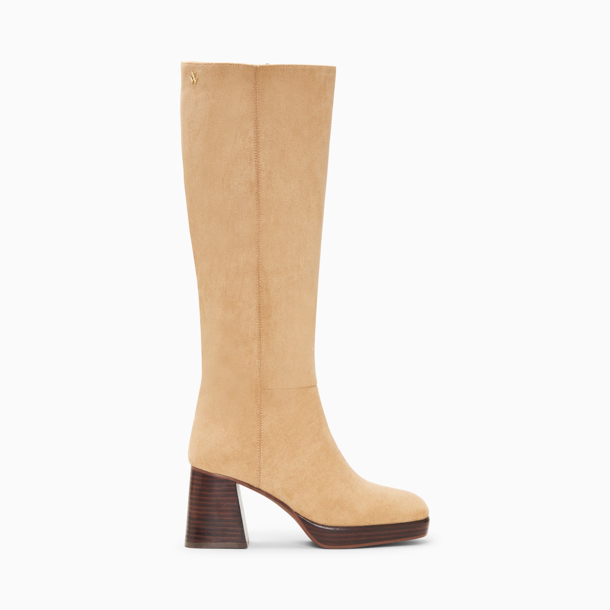 Bottes, Cuissardes-Bottes Nia beiges à talon bois