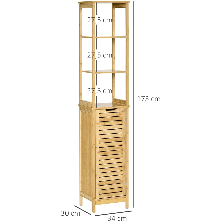 kleankin Badezimmerschrank mit 3 Ablagen natur