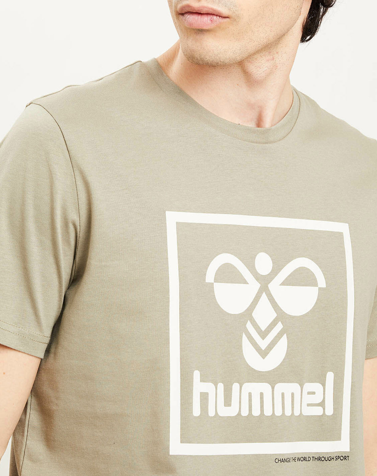 Hummel T-Shirt en Coton organique à gros logo kaki clair