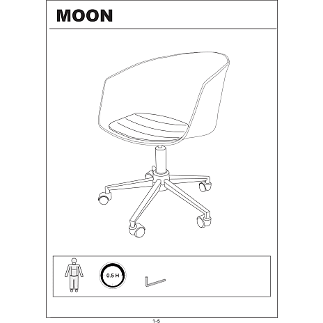 Moon kontorstol - hvid og grå