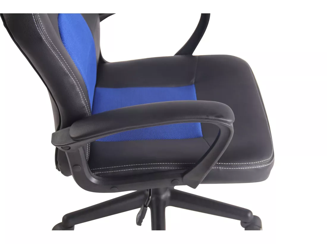 Chaise de bureau - Similicuir & Chrome - Noir / Bleu - Elbing