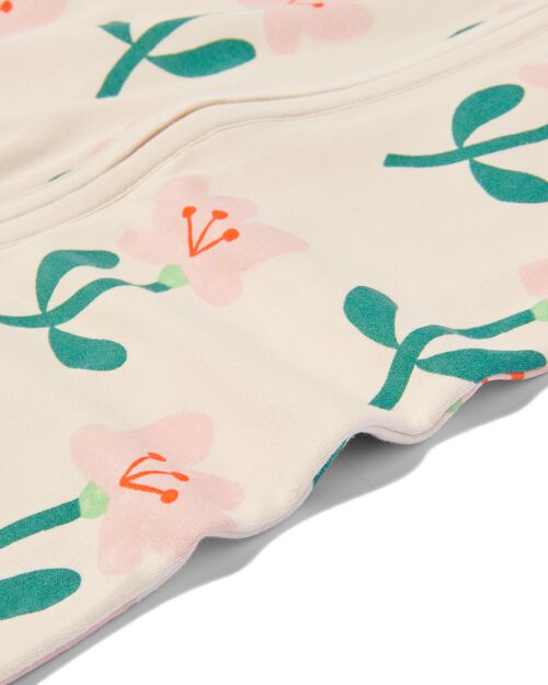 gigoteuse bébé avec manches à boutons-pression coton fleurs blanc cassé