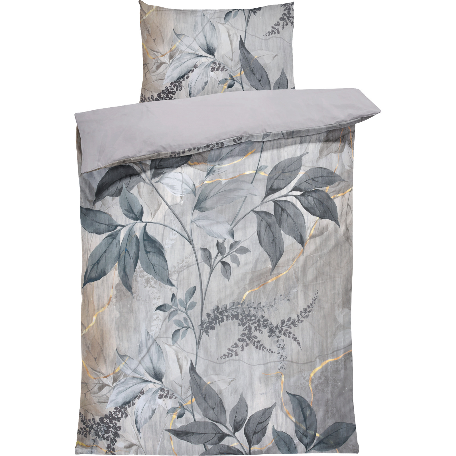 Bettwäsche Satin Botanic grau