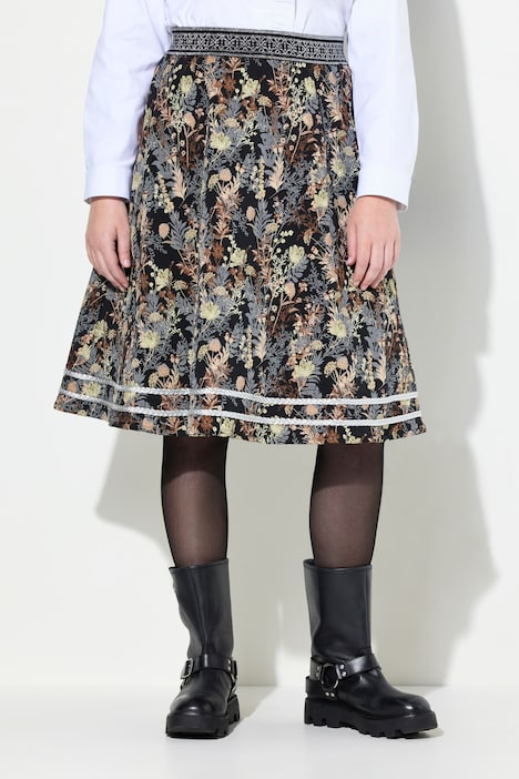 Jacquard-Midirock, A-Linie, Elastikbund, Glitzerkordel