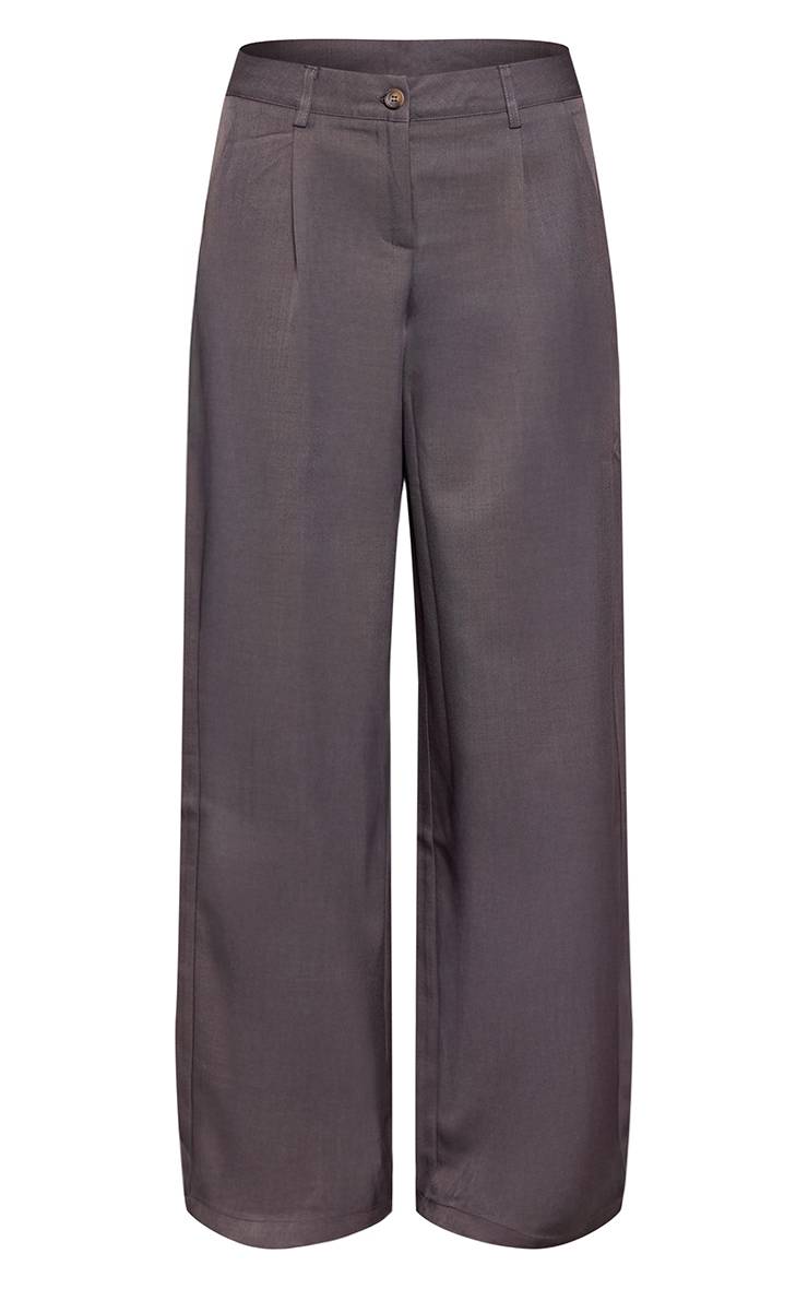 Gris Pantalon Large Tailleur En Tissu Tissé