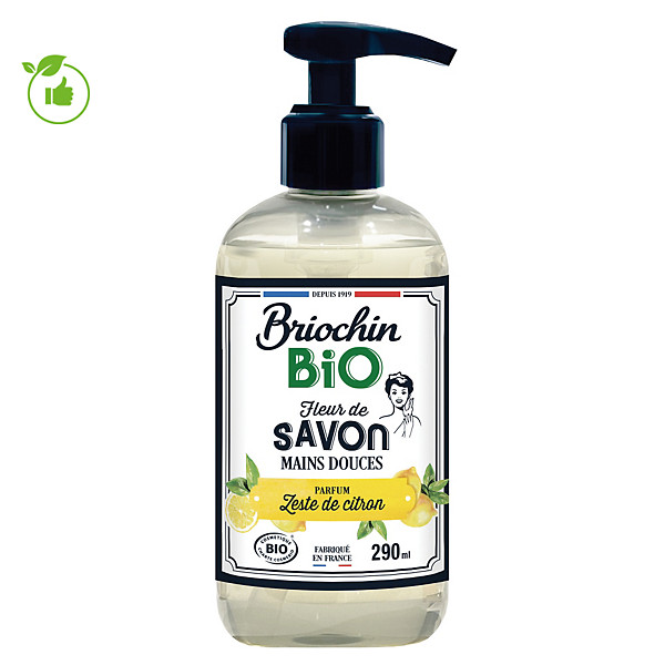 Savon mains liquide Briochin Bio peaux douces zeste de citron 290 ml