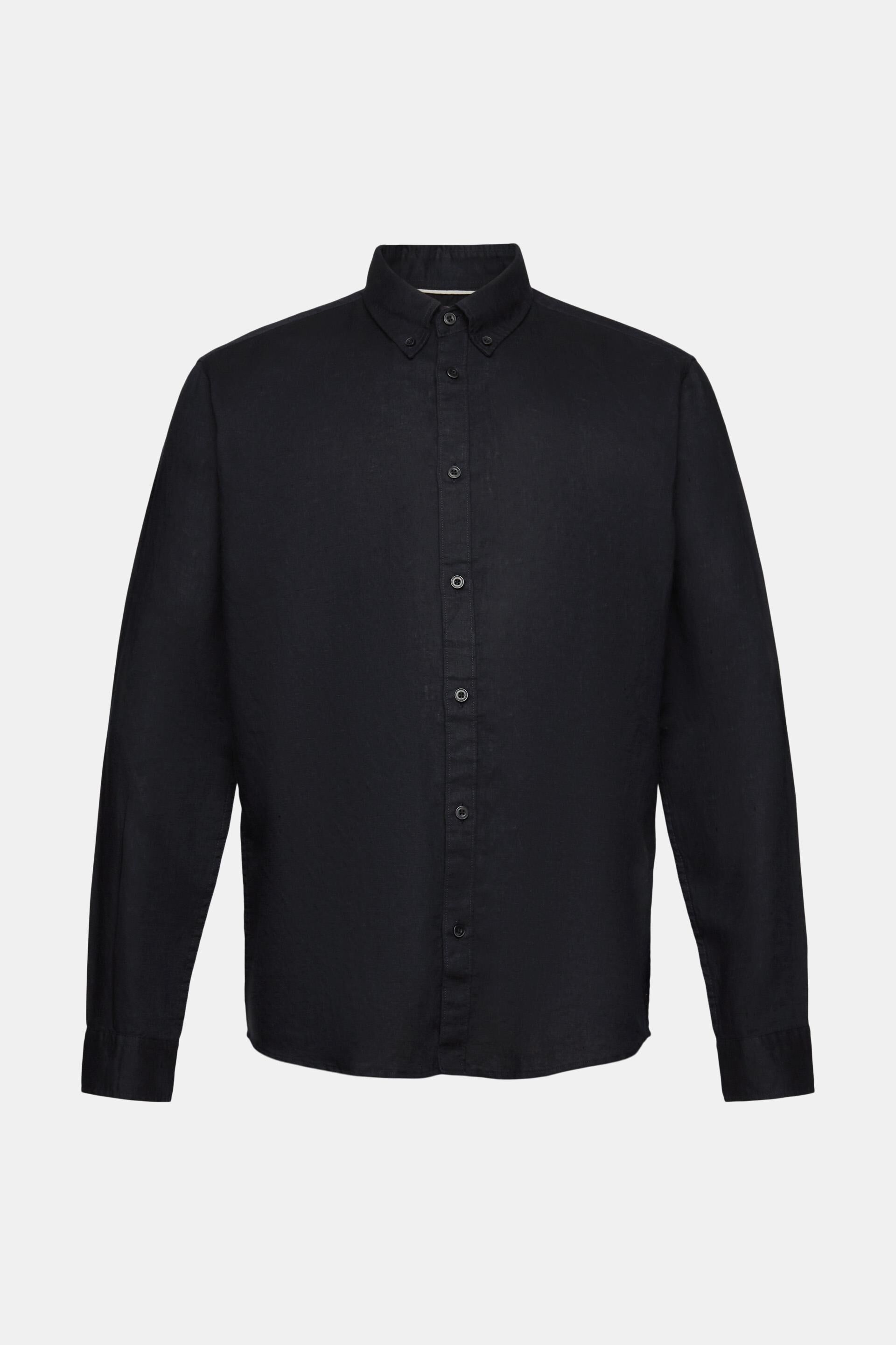 Chemise à col boutonné en mélange de coton et lin