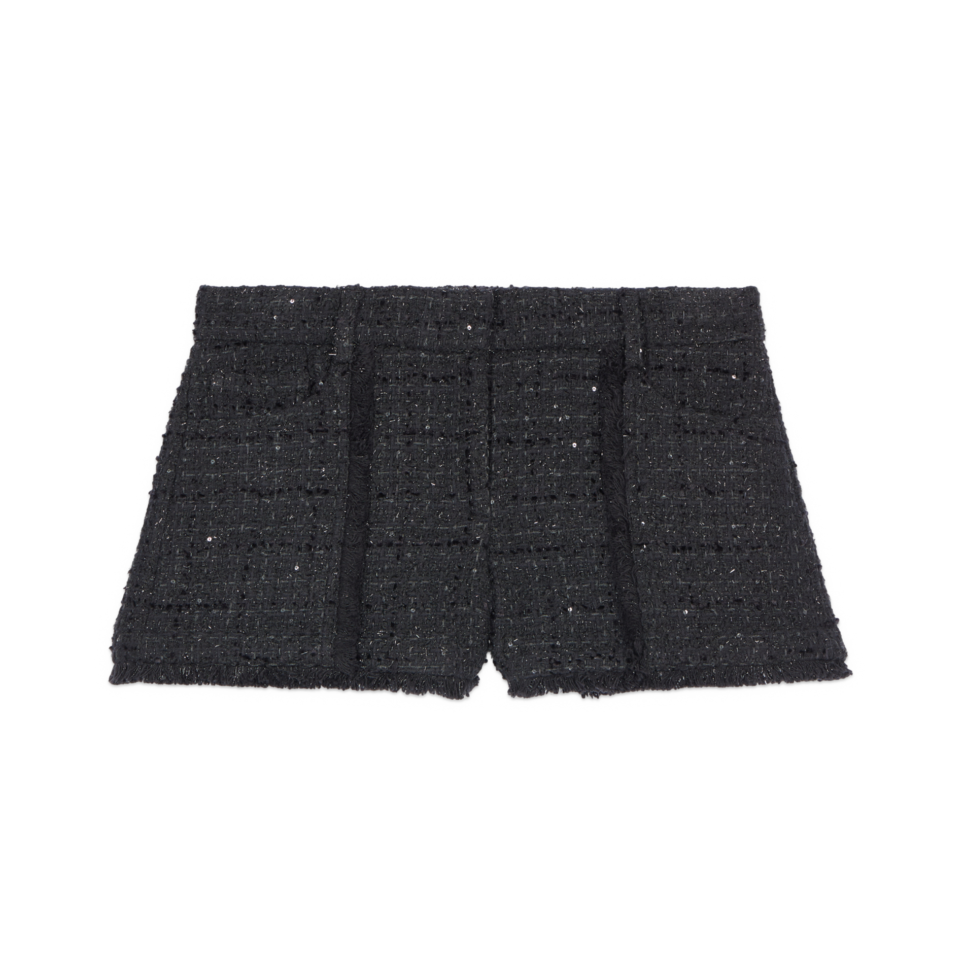 Short ajusté tweed en coton mélangé | Noir