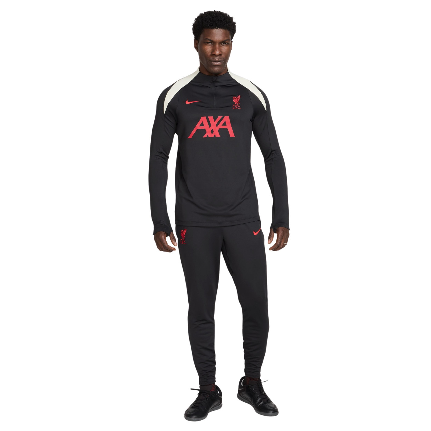 Nike Liverpool Strike Trainingspak 1/4-Zip 2024-2025 Zwart Rood Gebroken Wit