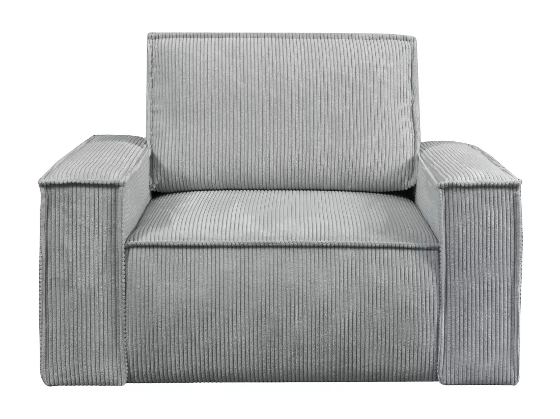 Fauteuil en velours côtelé gris clair AMELIA