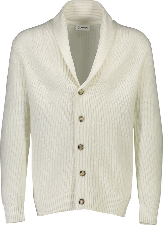 Lindbergh Shawl collar knit cardigan Hvid