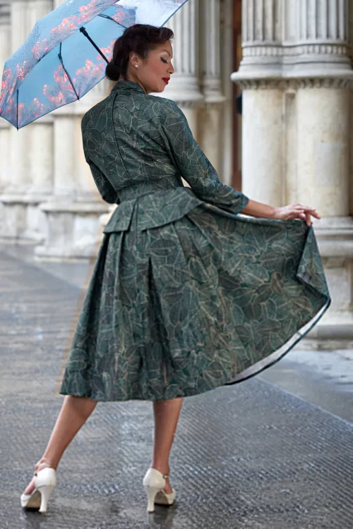 Miss Candyfloss Rebekah Gia Leafy jurk in groen en goud