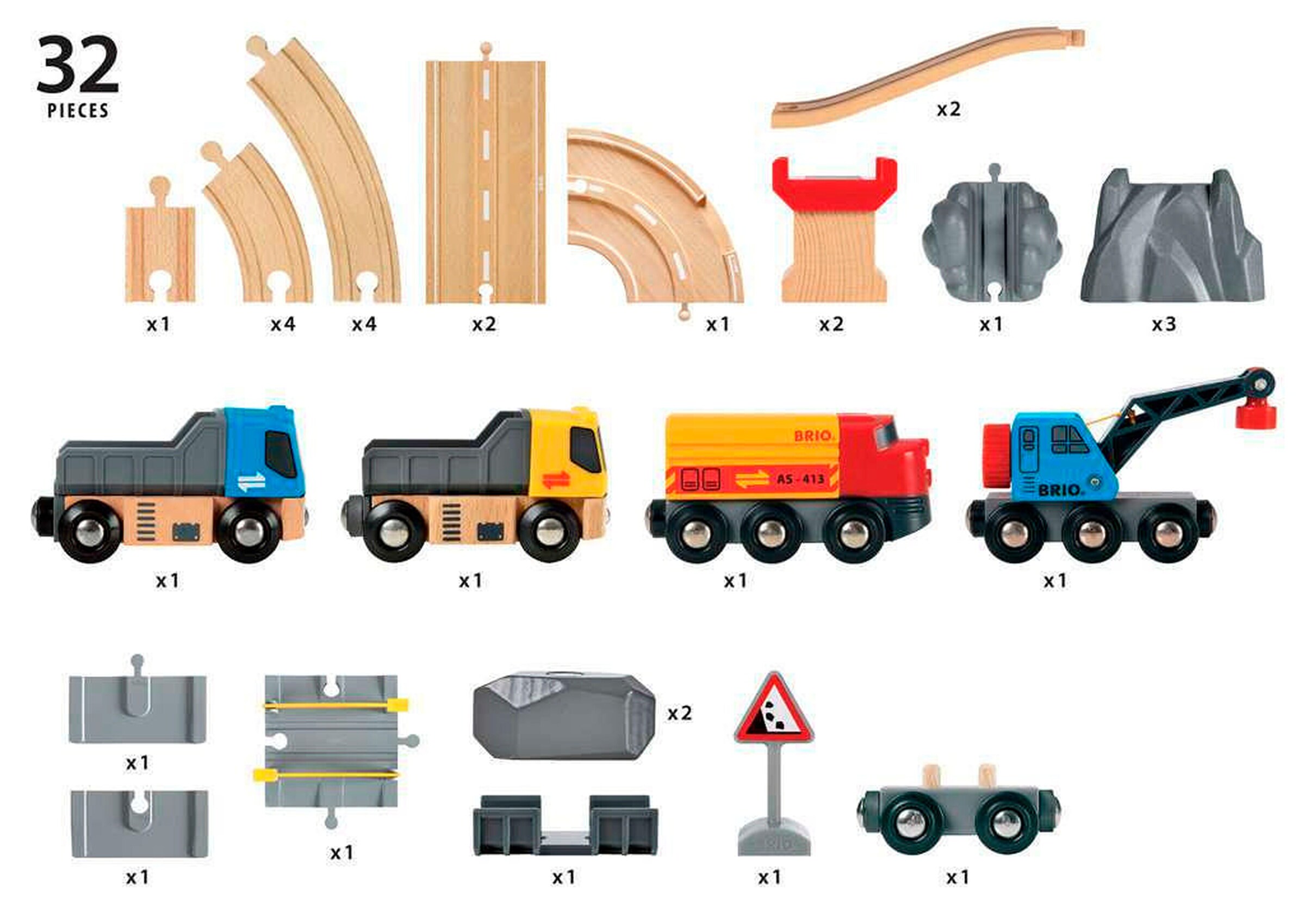 BRIO Steinverlade Set, Straßen & Schienen