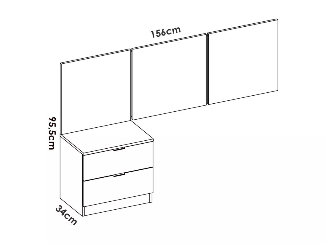 Ensemble de tête de lit + table de chevet avec 2 tiroirs + bureau pour enfant coloris blanc