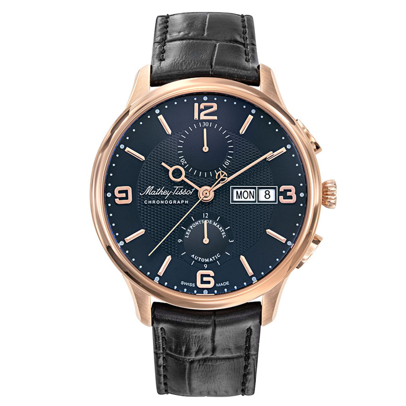 Mathey-Tissot Montre Homme Automatique en Cuir Edmond Chrono Automatic noire