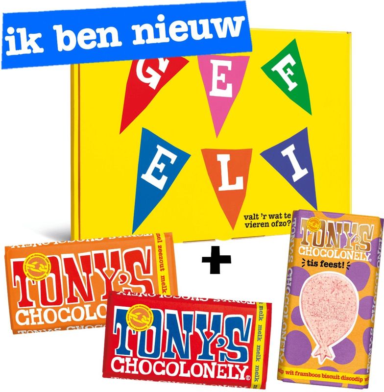 Tony's Chocolonely - Geschenkdoos Gefeliciteerd - Chocolade - 3 x 180 gram