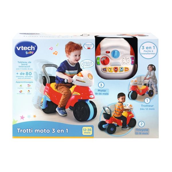TROTTEUR TROTTI MOTO 3 EN 1 - Ecru