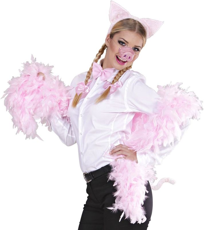 Kostuumaccessoires - Varken Set - Oren Neus Strik Staart - 100% Polyester