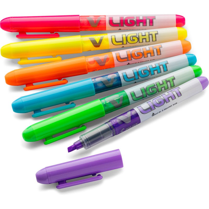 Surligneur Pilot V-Light couleurs assorties- Pochette de 6