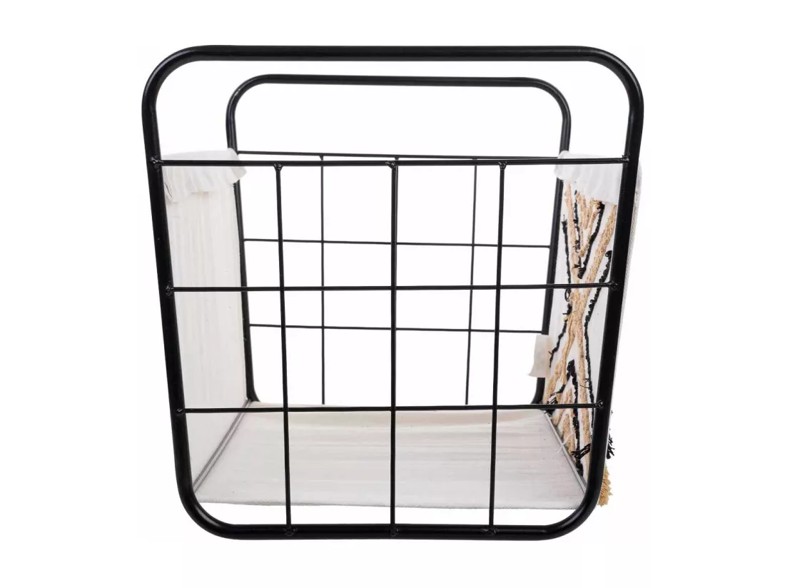 Panier de rangement en métal et tissu 46x33x23/33