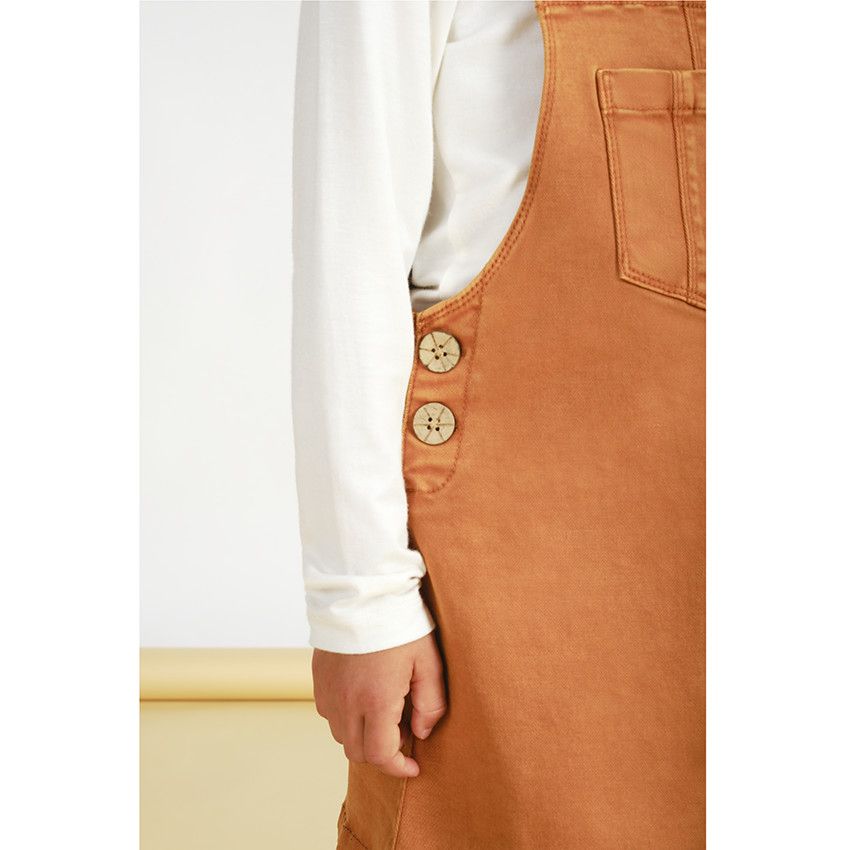 Robe salopette en denim pour fille - Jaune