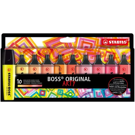 Textmarker - STABILO BOSS ORIGINAL - ARTY - 10er Pack - mit 10 verschiedenen Farben