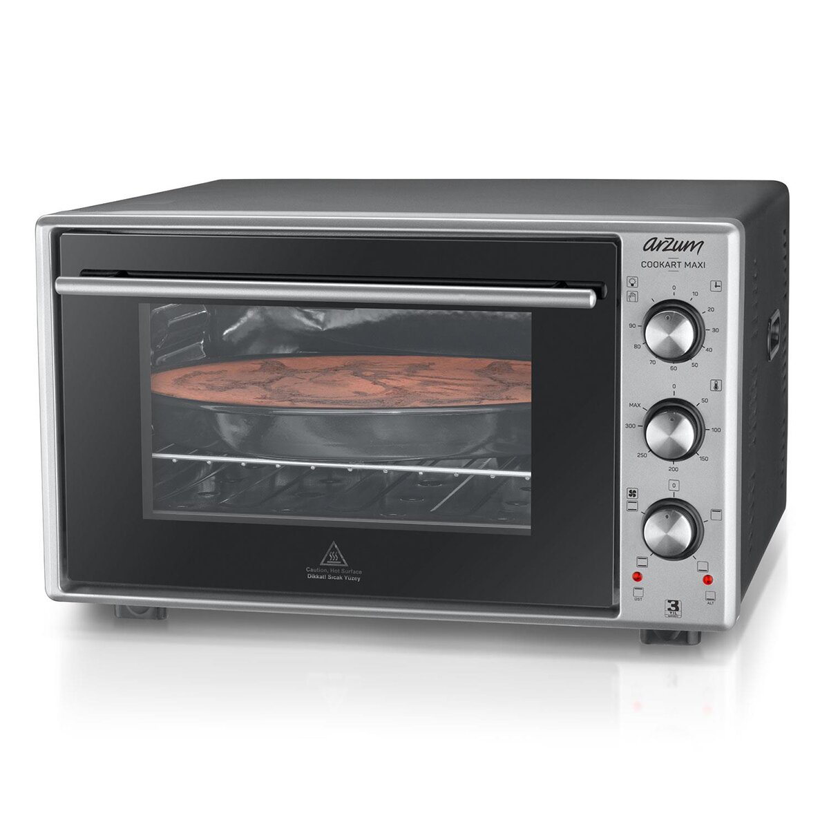 Arzum 1600 W Elektrische Backofen mit Umluft Pizzaofen 50 Liter