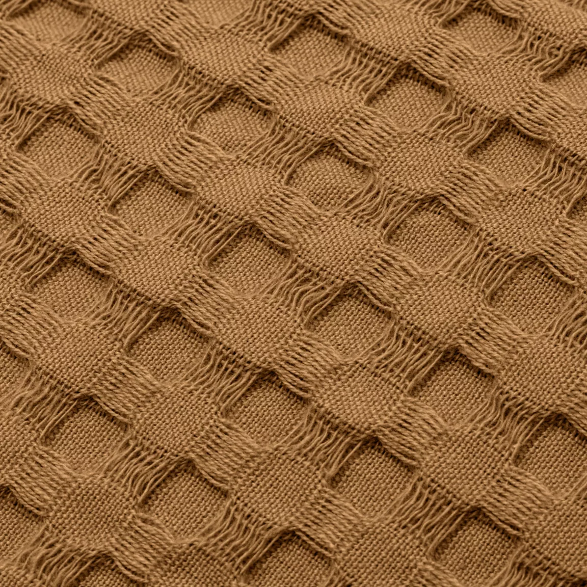 Housse de coussin carrée coton nid d'abeille (40 x 40 cm) Maya Camel