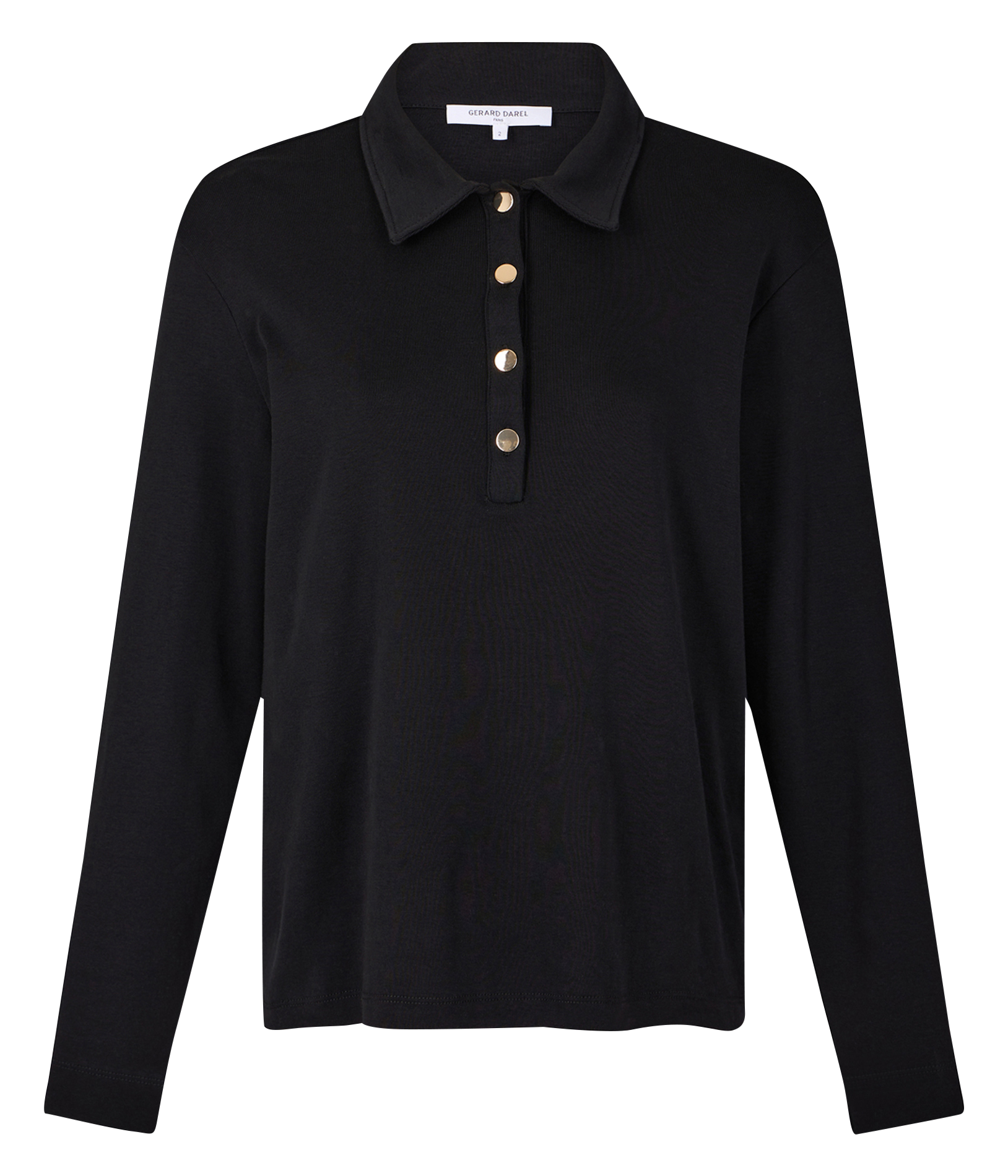 ALFREDINE - Polo manches longues en coton | Noir