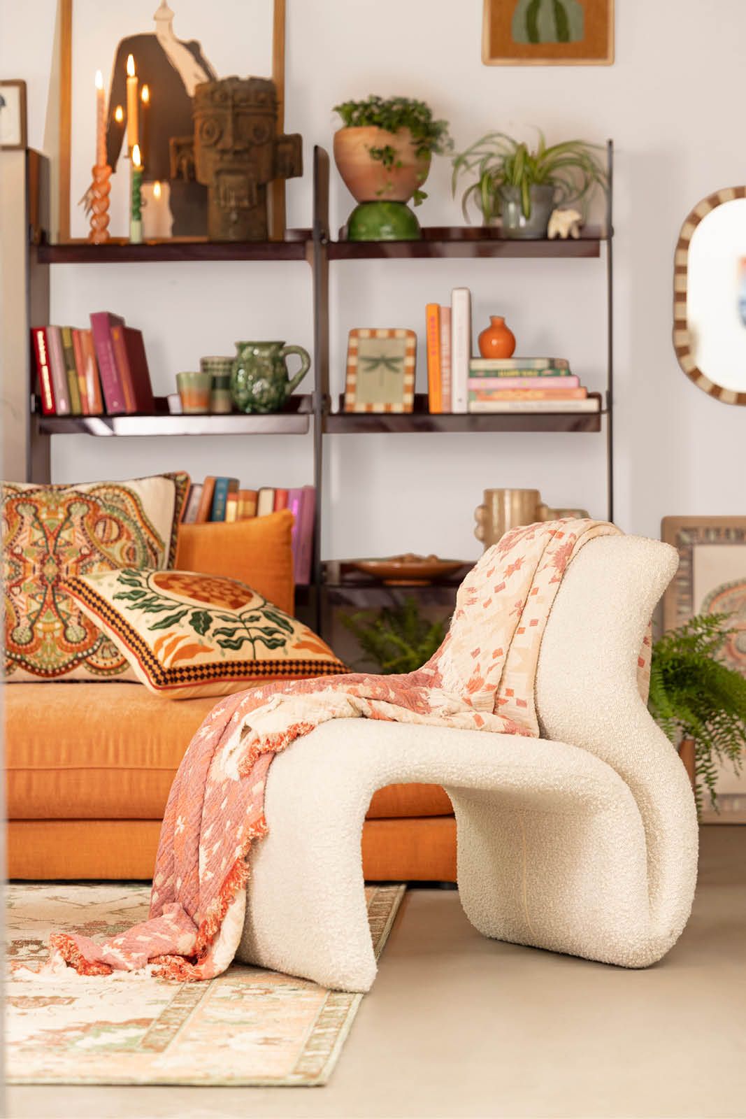 Ecru boucle lounge chair